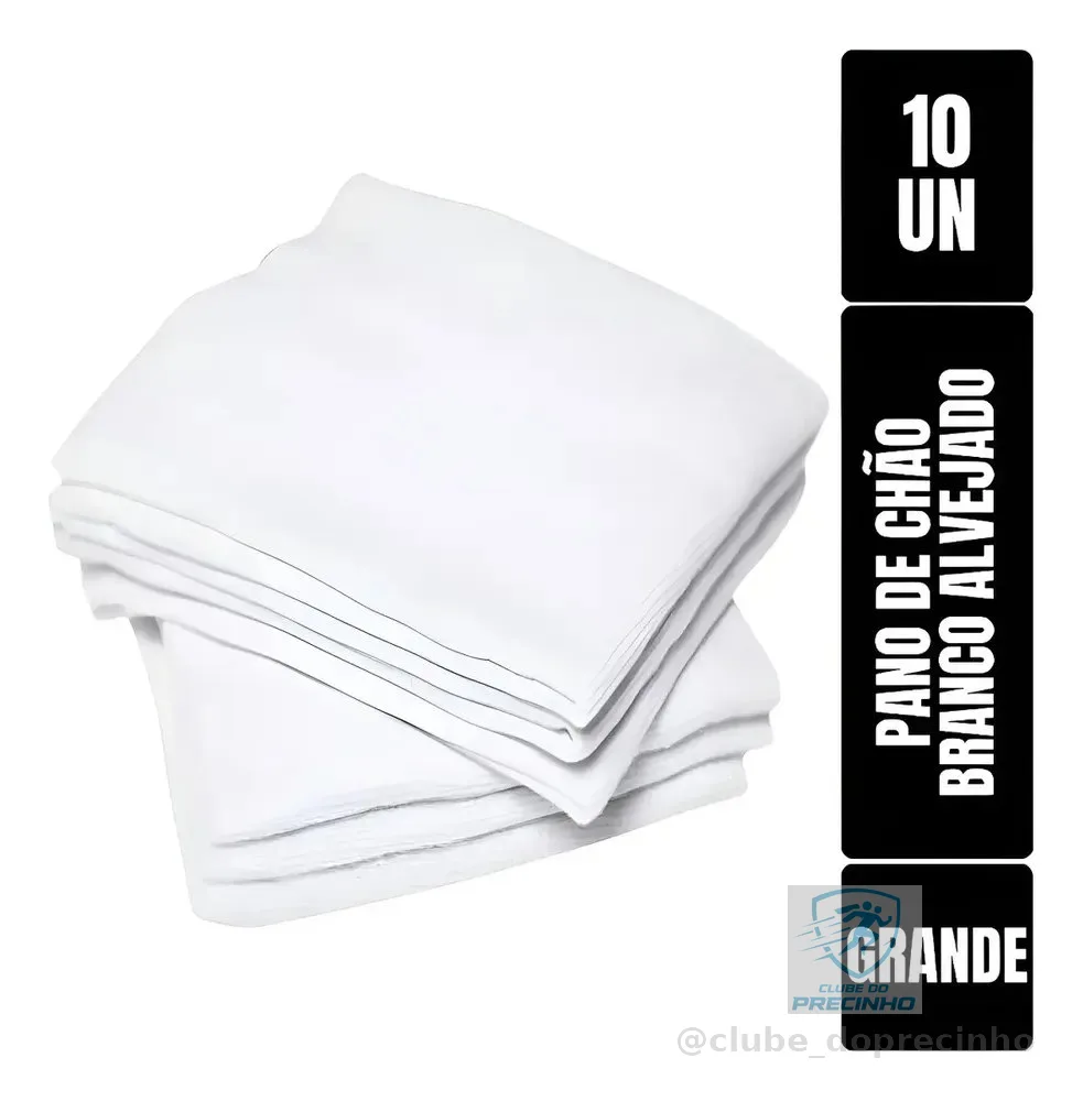 Pano De Chão Grande Branco 70x40cm Kit Com 10 Saco Duplo Branco