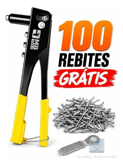Rebitadeira Manual Alicate Rebitador Com 100 Rebites 4 Bicos Mandris