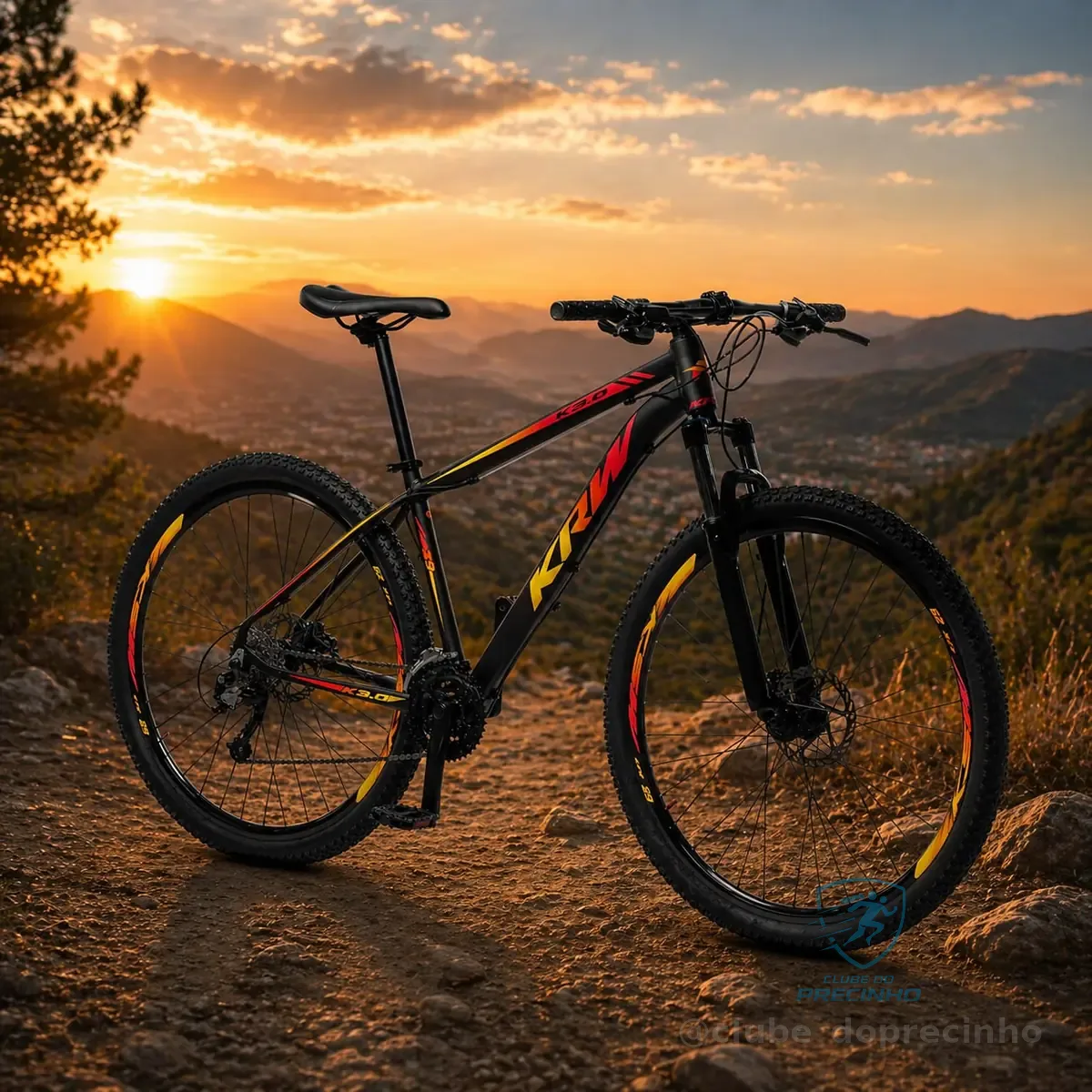 Bicicleta Aro 29 Krw Alumínio 24 Vel Freio A Disco Suspensão Dianteira X42 Cor Preto/amarelo E Vermelho Tamanho Do Quadro 17 Preto/amarelo/vermelho