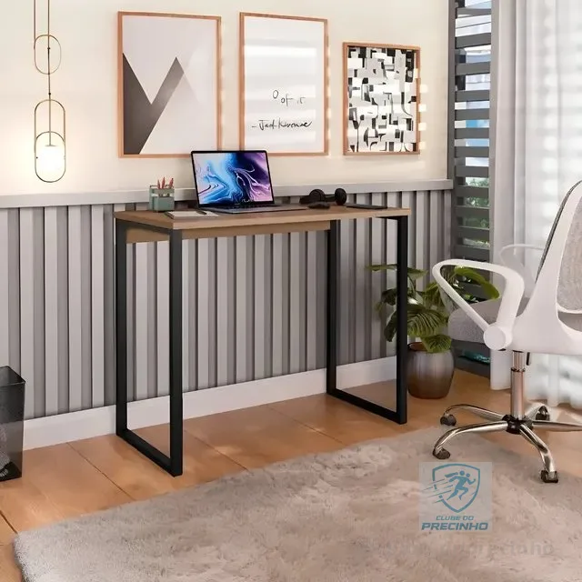 Escrivaninha Industrial Mesa Estudo Aparador Office Aço Mdf