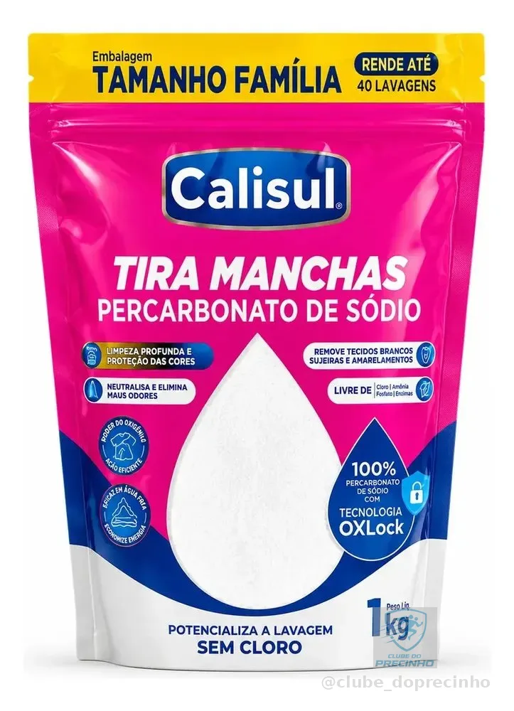 Percarbonato De Sódio 100% Tira Manchas Calisul - Roupas Brancas e Coloridas