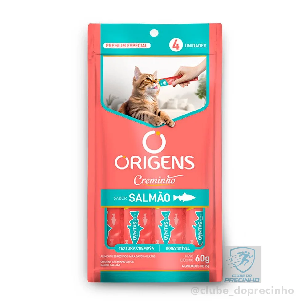 Petisco Origens Creminho Para Gatos Sabor Salmão 60g