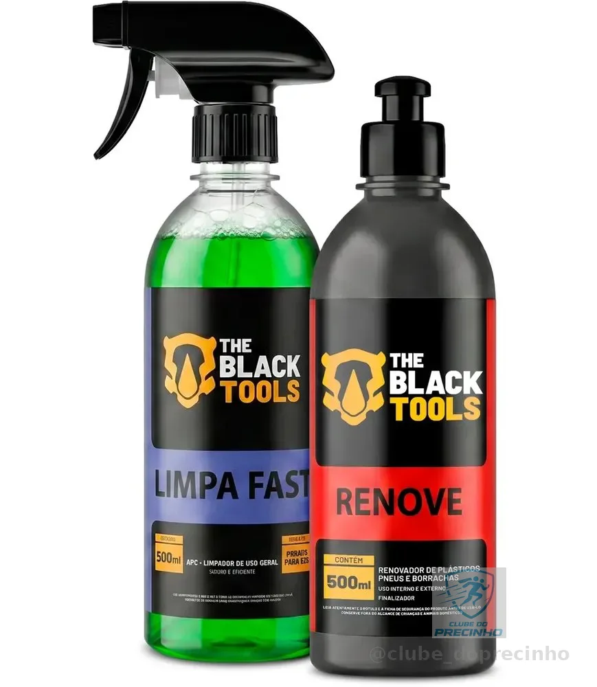 Kit Lavagem Shampoo Produtos Limpeza Plásticos Interna Automotiva Limpa Fast Renove Lavar Carro Rapido The Black Tools