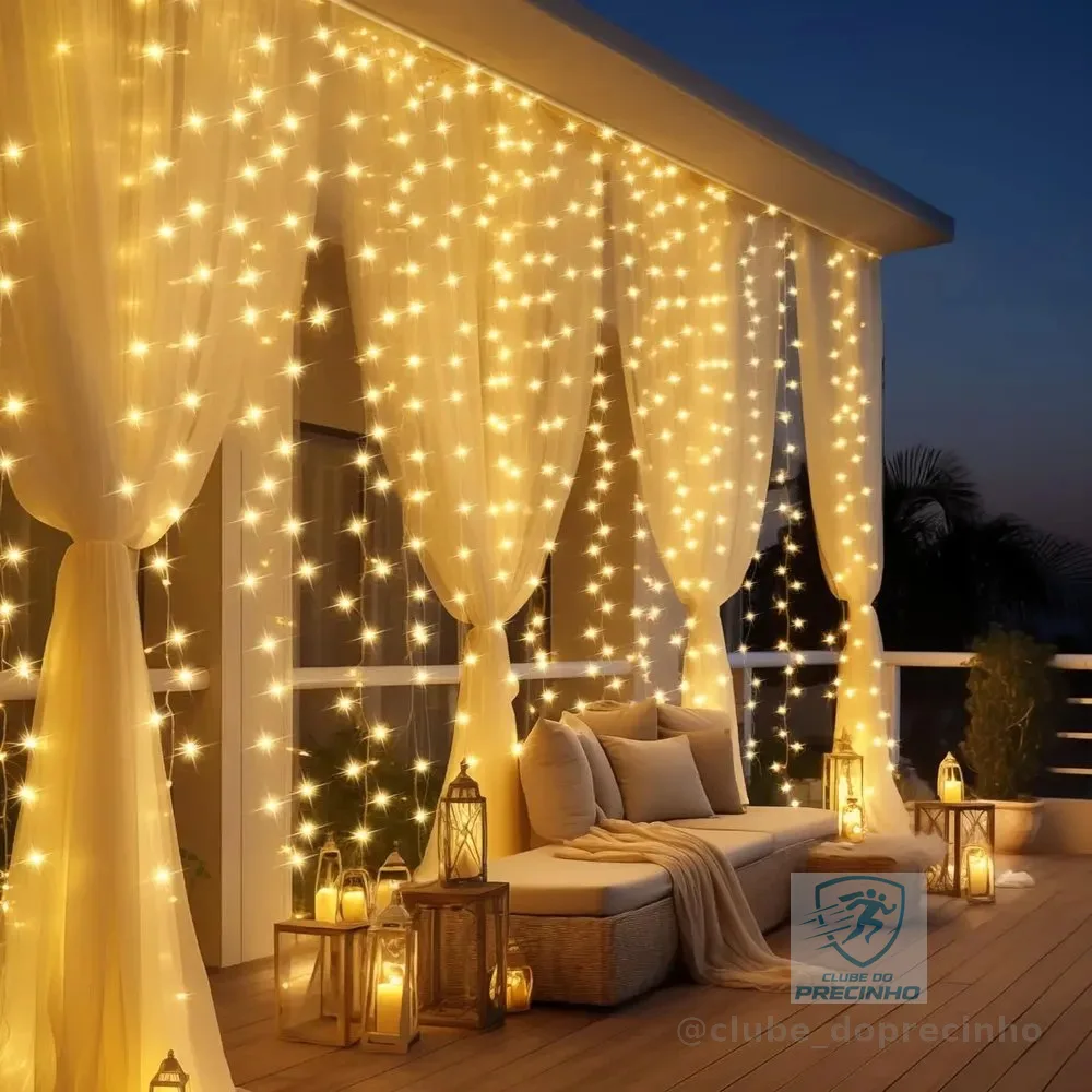300 Leds 3x3 M Usb Luz De Cortina Decoraçãoluzes Natal Branco Quente 127/220v