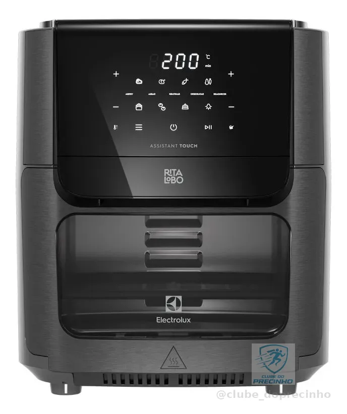 Air Fryer Forno 5 em 1 12L 1700W Digital 1 Bandeja Antiaderente 5 modos preparo 7 Receitas Programadas Aviso Sonoro Fritadeira Elétrica sem Óleo Forno Bancada Electrolux EAF85 Grafite