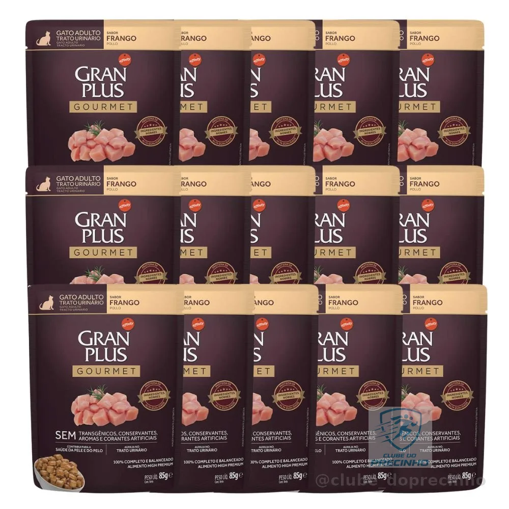 Caixa 18un Ração Úmida Granplus Sache Gato Trato Urinário Frango 85g