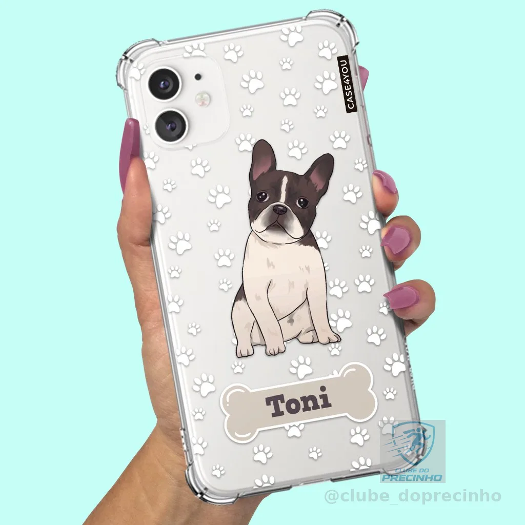 Capa Capinha de celular Personalizada Anti-impacto com nome Buldogue Francês