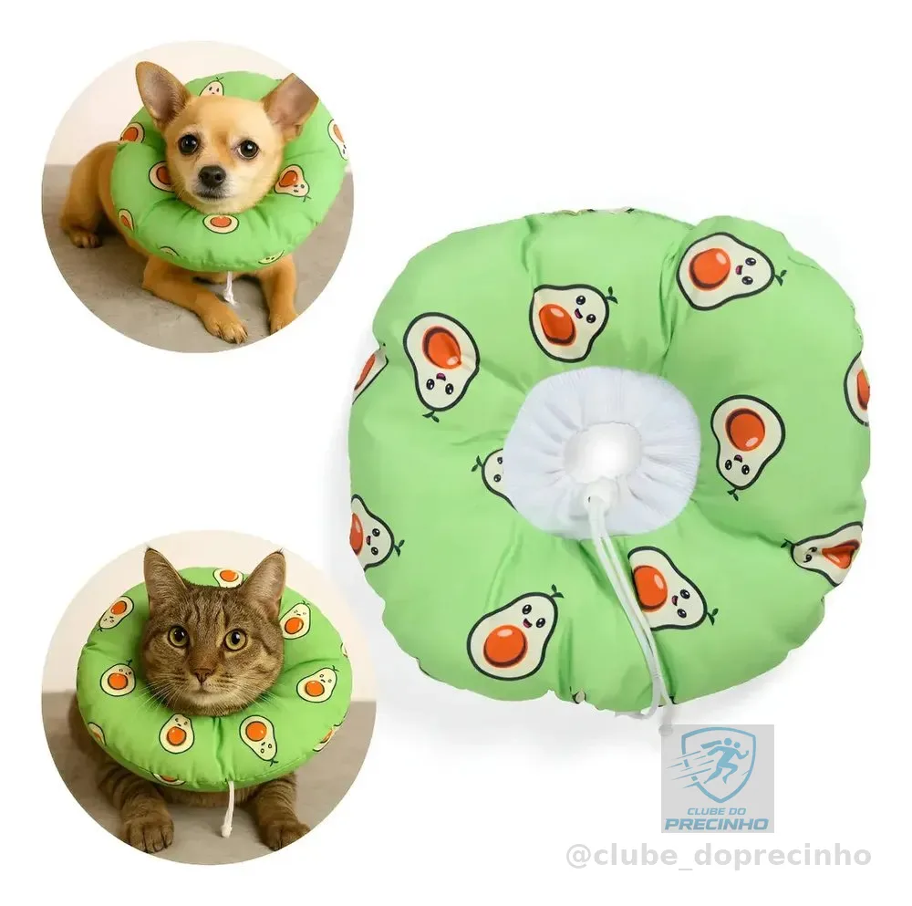 Colar Cone De Recuperação Macio Para Cães E Gatos Ajustável Abacate P