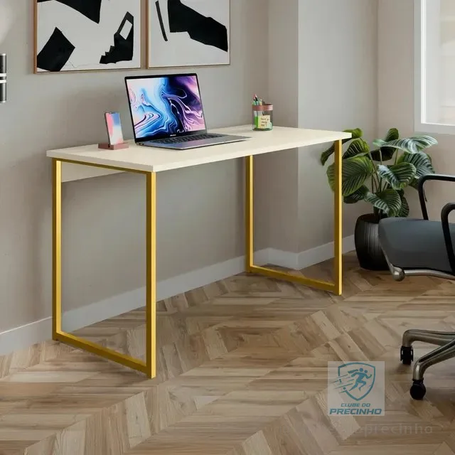 Mesa Escrivaninha 120cm Industrial Estudo Escritório Pés Aço
