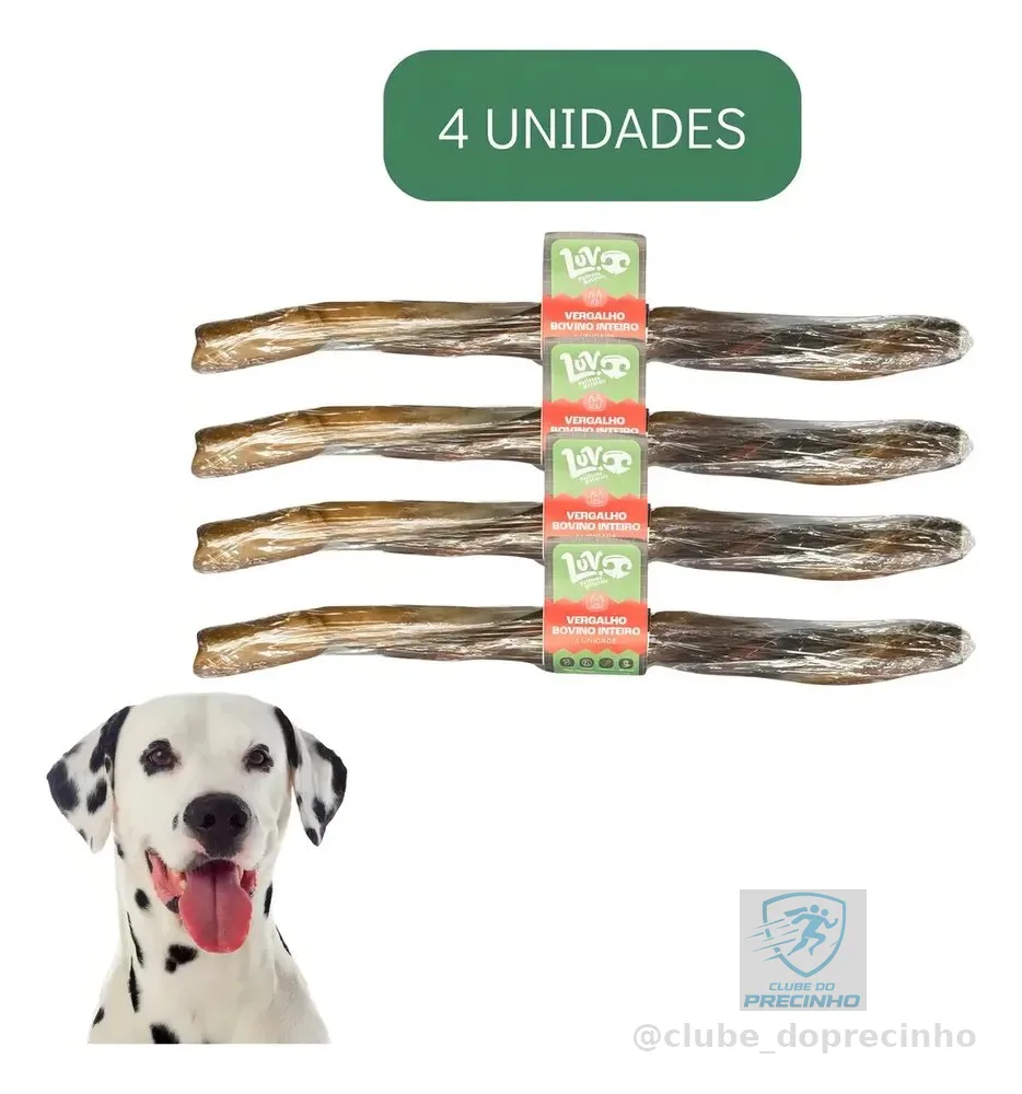 Kit 4un Mordedor Pet Cães Luv Vergalho Bovino Inteiro