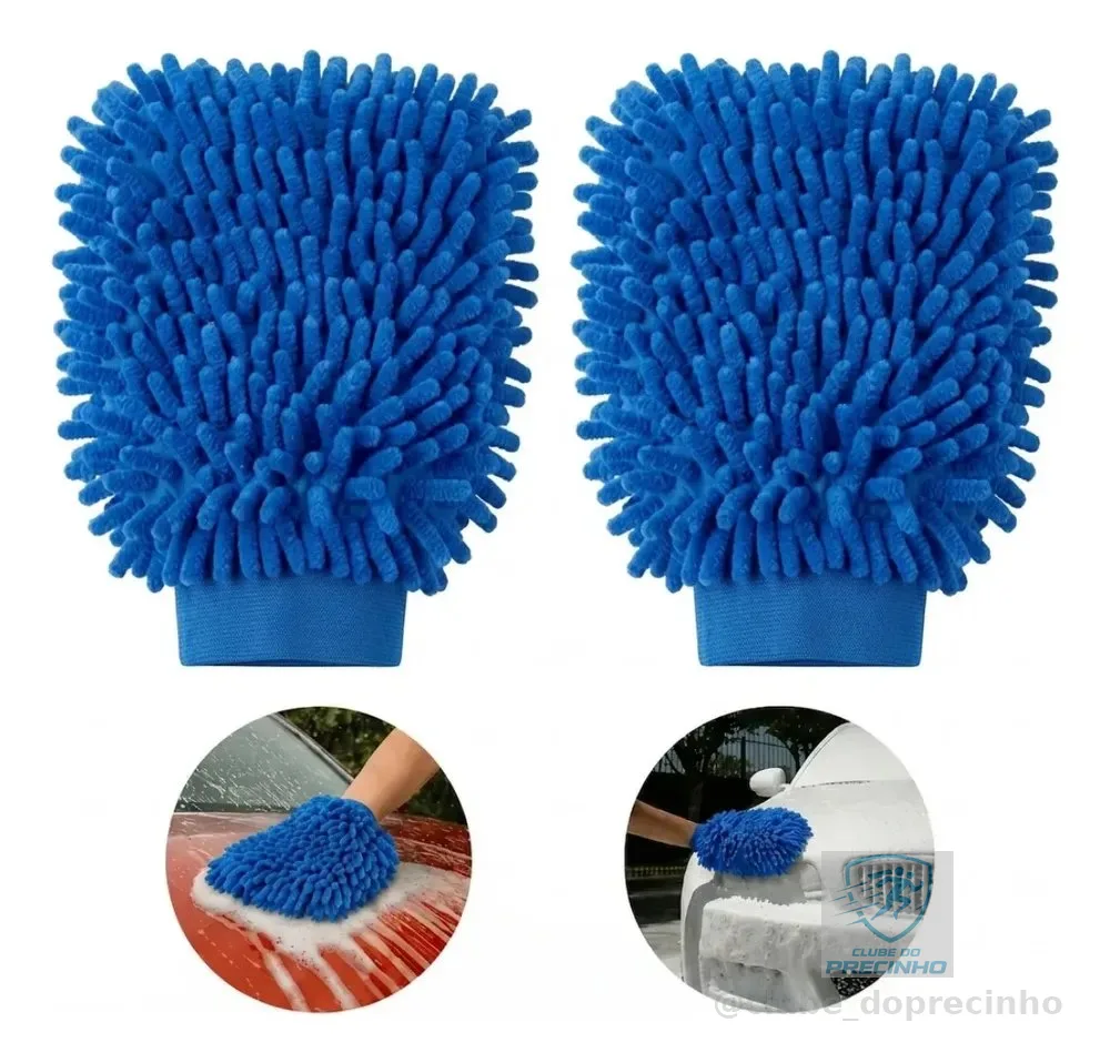 Kit 2 Luvas De Microfibra Para Lavagem Automotiva Anti Risco