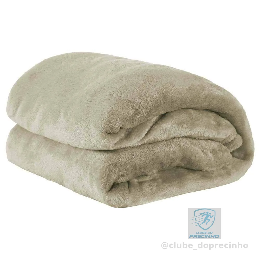 Cobertor Queen Manta Microfibra Fleece 01 Peça (Toque Aveludado) - Caqui
