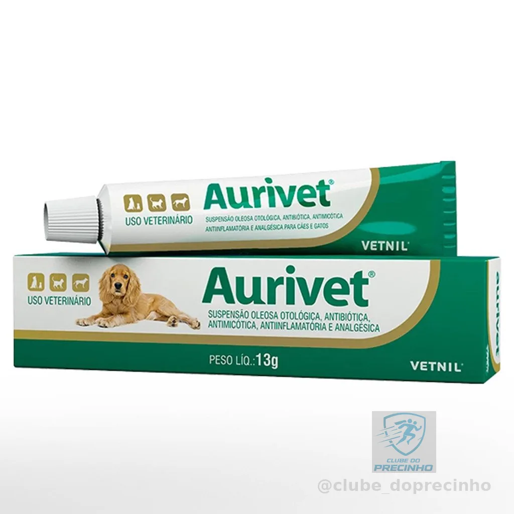 Aurivet Pomada Otológica Vetnil para Cães e Gatos - 13 g