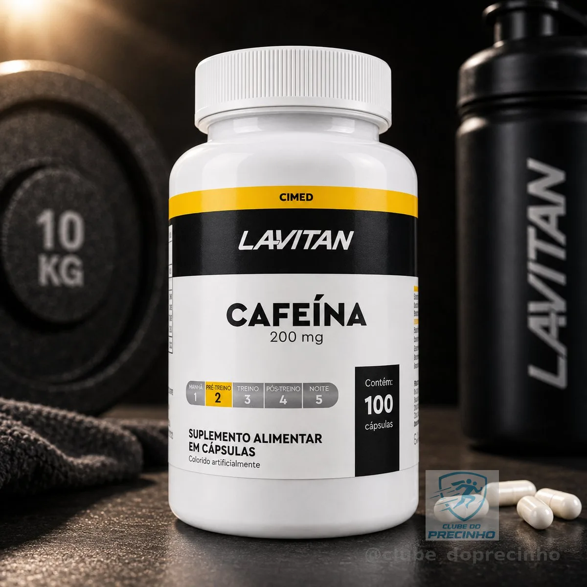 Cafeína Lavitan 200mg Suplemento Alimentar 100 Cápsulas Sem sabor Cimed