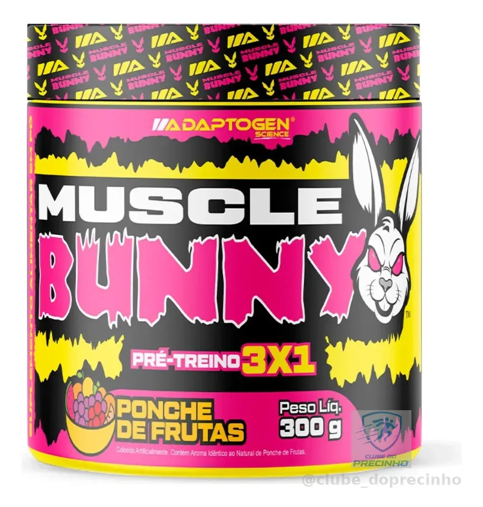 Pré Treino Muscle Bunny C/300g - Adaptogen Sabor Ponche De Frutas