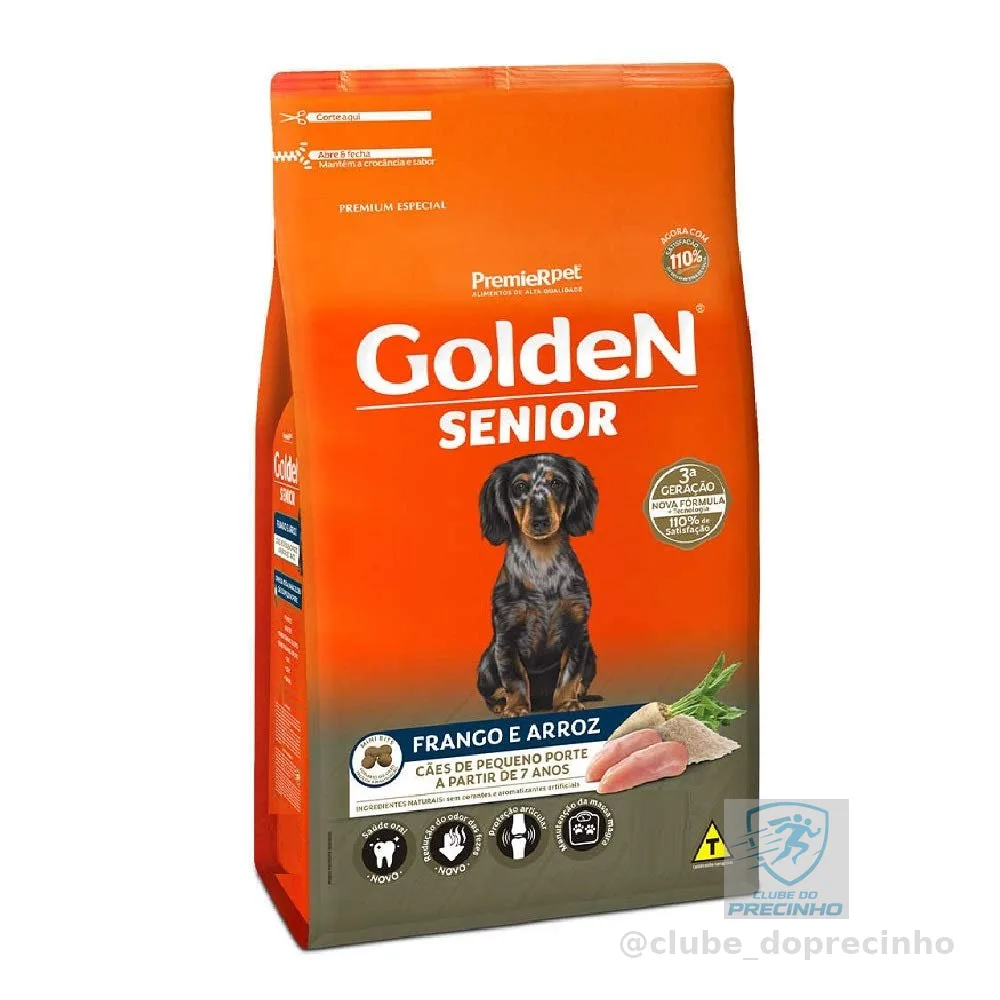 Ração Golden Fórmula Mini Bits Senior para Cães Adultos de Pequeno Porte Sabor Frango e Arroz, 10,1kg Premier Pet Para Todas Pequeno Idosos,