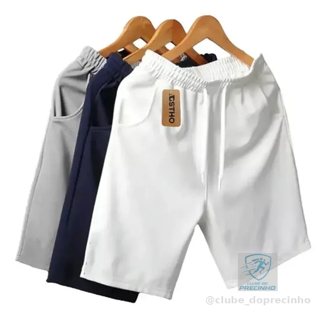 Kit 3 Peças Bermuda Moletom Para Academia Moletinho Moleton