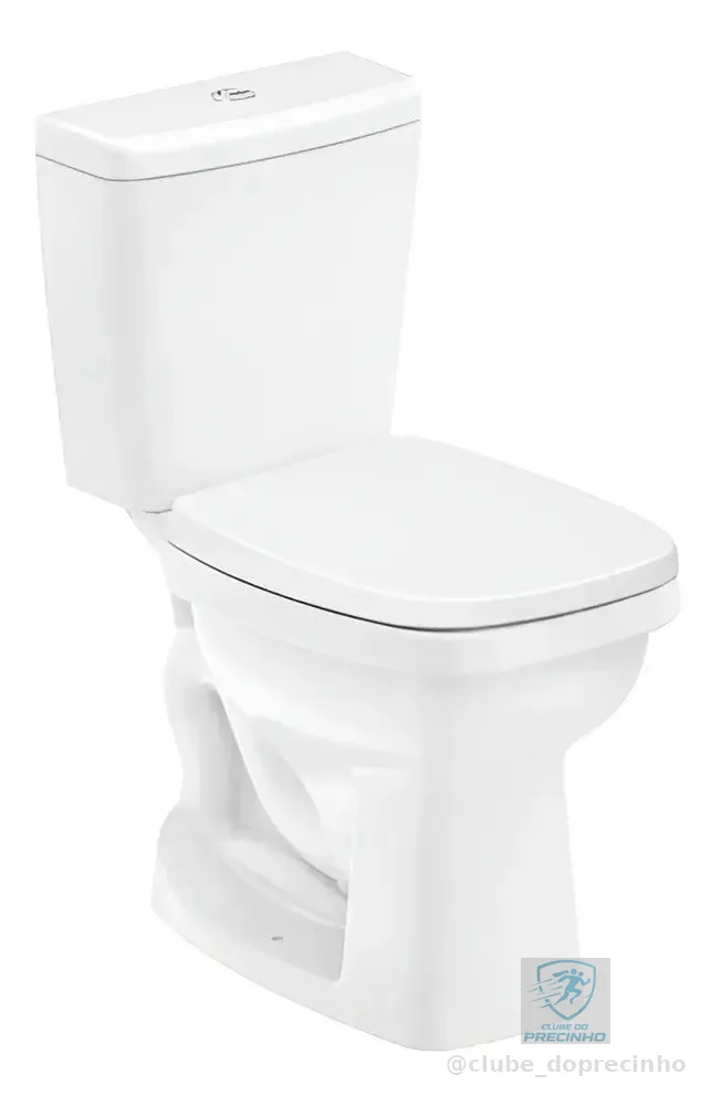 Kit Bacia Sanitária Celite Like Branco Com Caixa Acoplada Completo Ecoflush Descarga Dupla 3/6L Assento PP Saída Vertical Bacia Quadrada Com Anel Flexível e Fixação