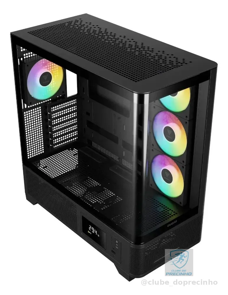 Gabinete Gamer Gamdias Atlas P2 Cg Preto Com 4 Fans Preto