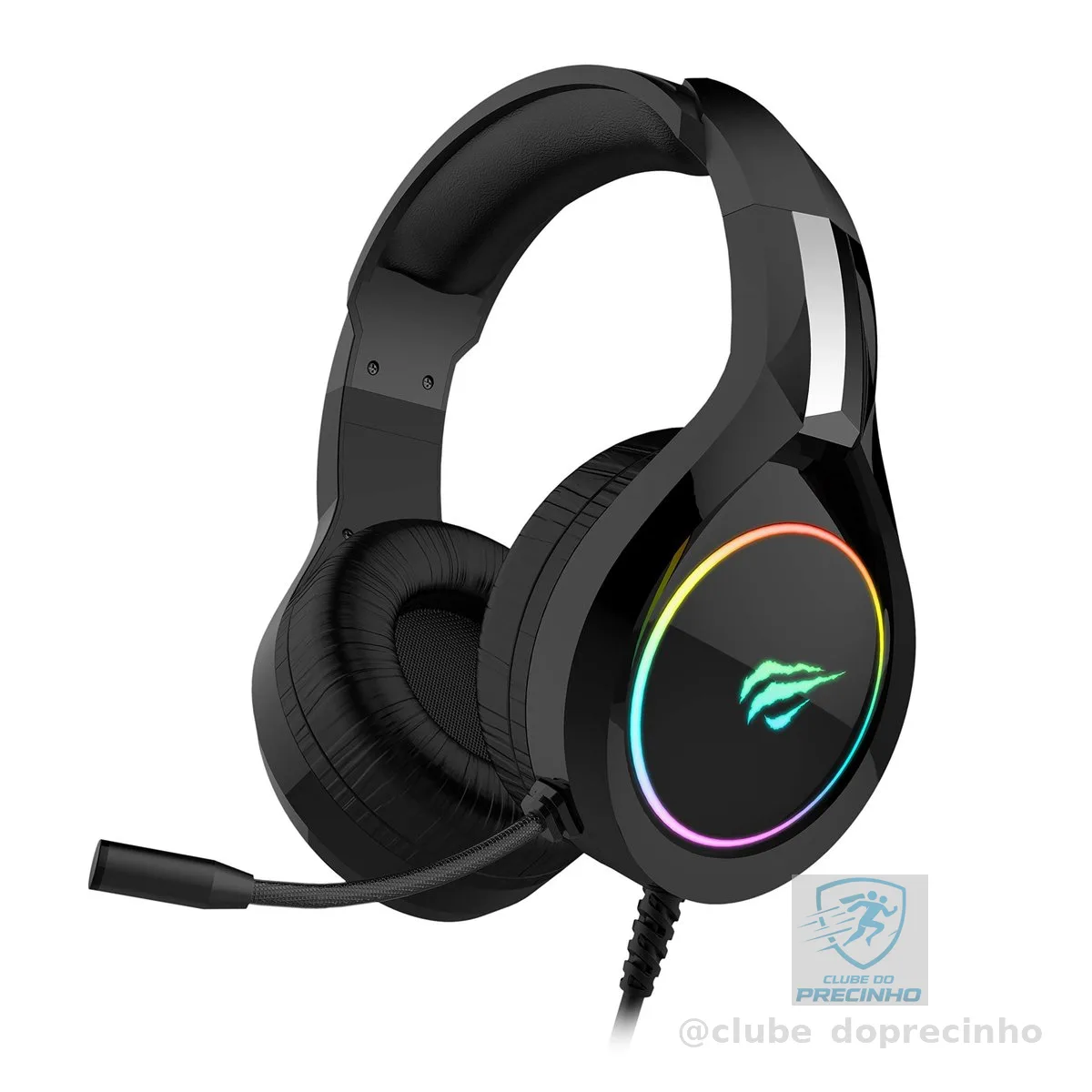 Havit Headphone Fone de Ouvido H2232d, Gamer, Iluminação RGB, com Microfone, Falante de 50mm, Conector 3.5mm, HAVIT, HV-H2232d, Cabo USB para Iluminação