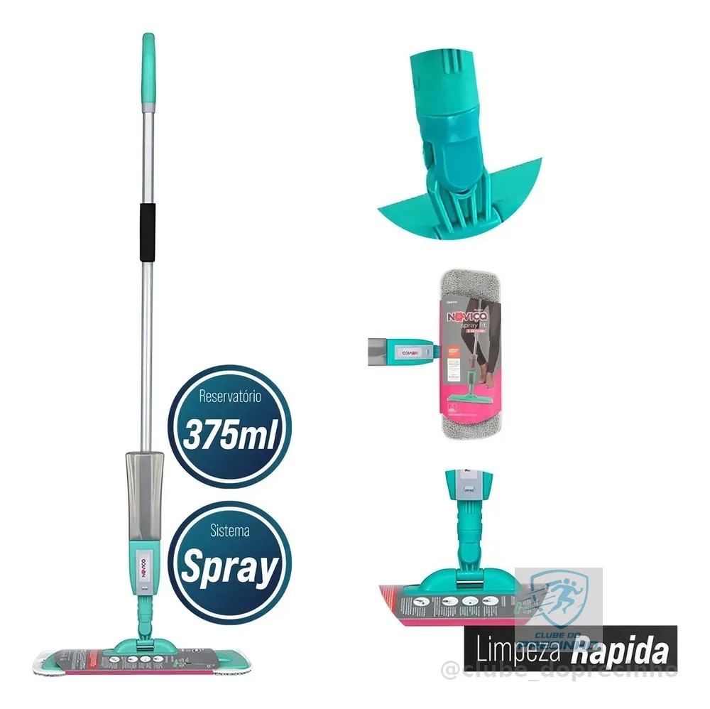 Mop Spray Noviça Fit Microfibra Base Lavável e Reservatório