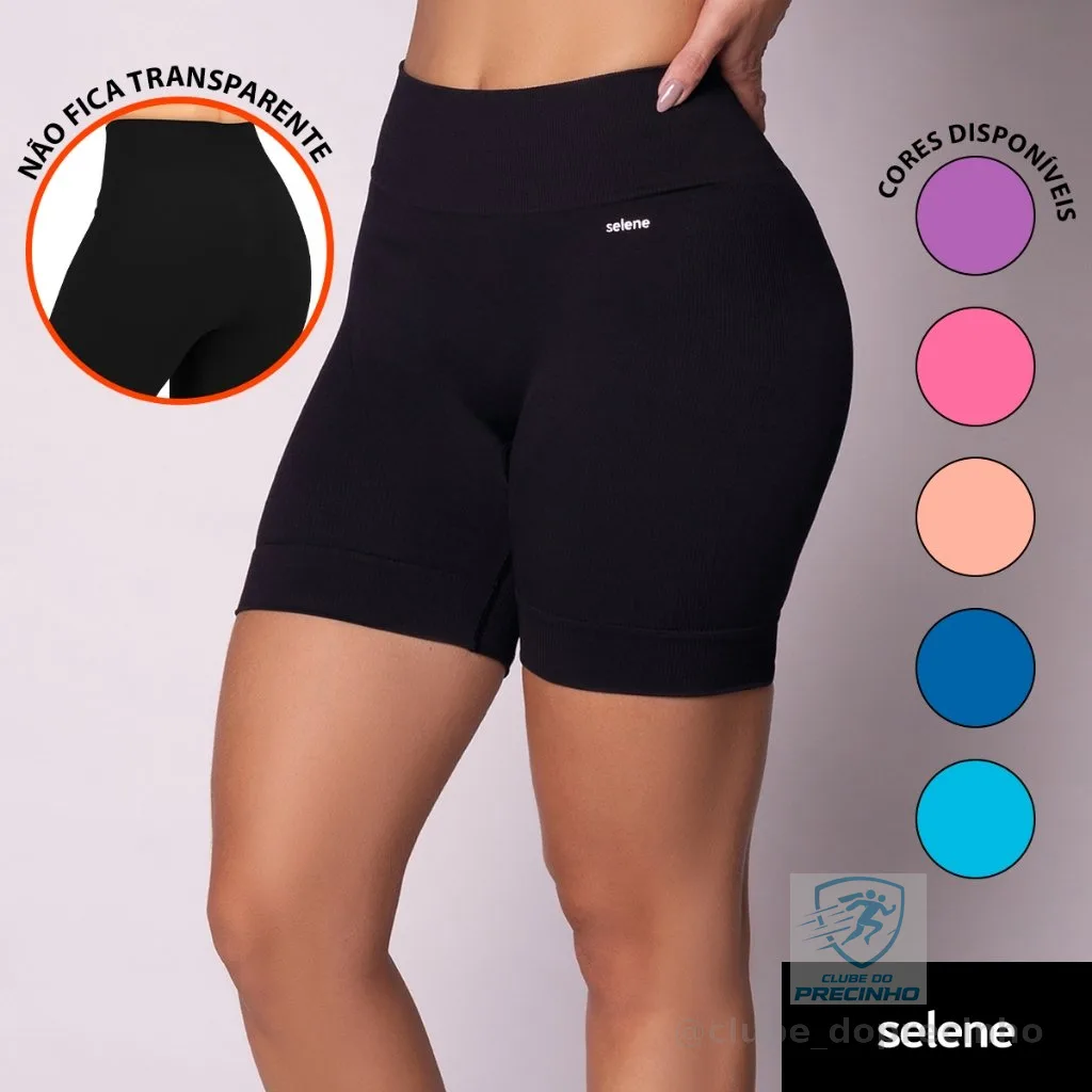Short Legging Selene Poliamida  Academia Sem Costura  Resistente Sem Transparência Bermuda  Fitness