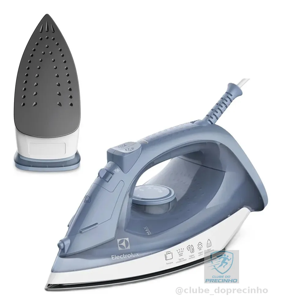Ferro de Passar Seco e Vapor Electrolux Efficient Base antiaderente Vapor Vertical Extra 1200W de Potência Cabo 1,35m ESI10