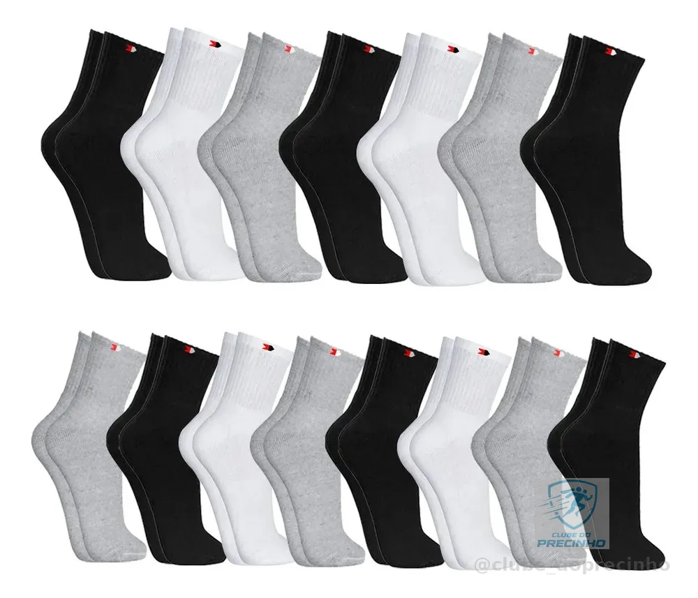 Kit 15 Pares Meias Sport Algodão Cano Médio Sandrini Confort Sortidos 39-43