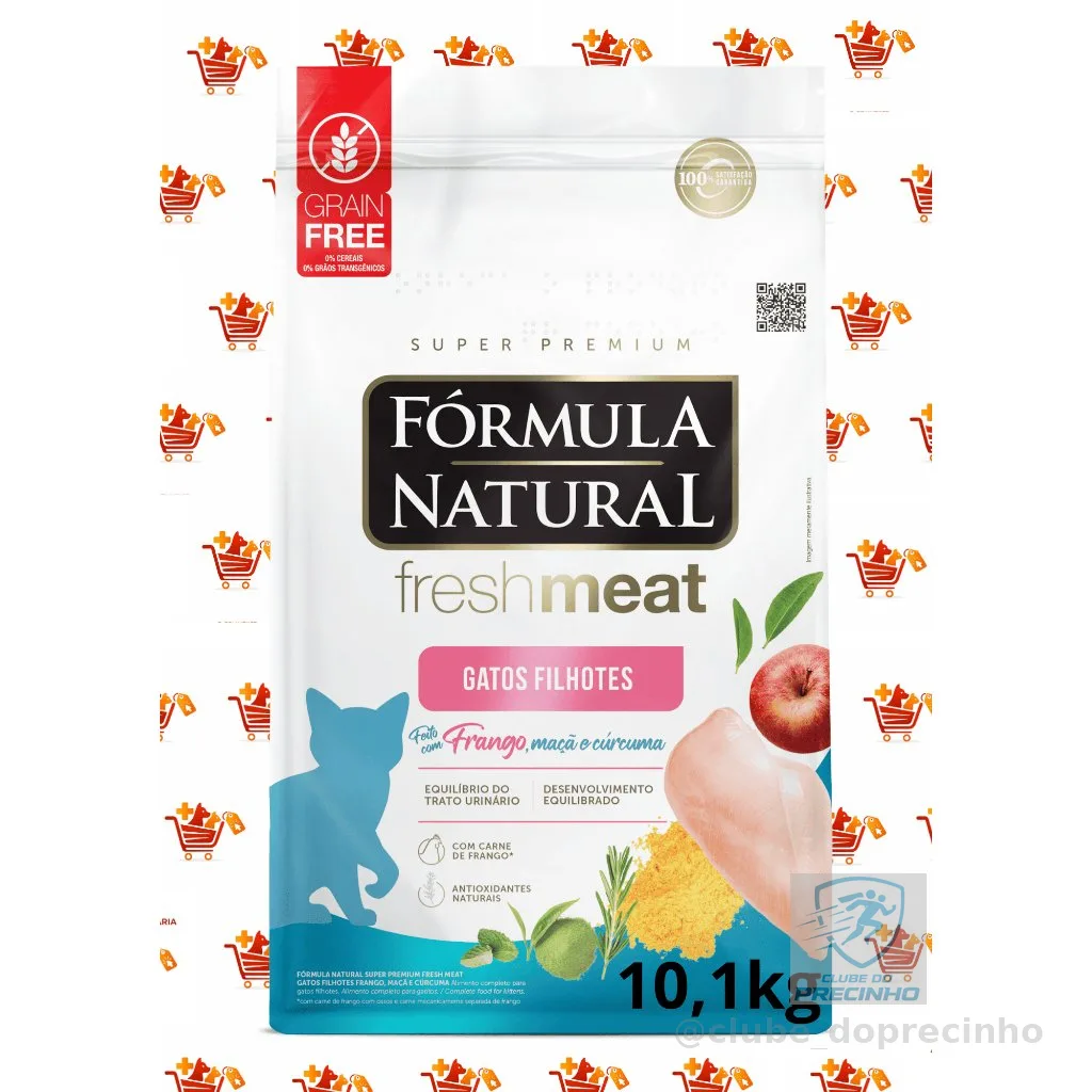 Ração 10,1kg Fórmula Natural Fresh Meat Gatos Filhotes Frango, Maçã e Cúrcuma