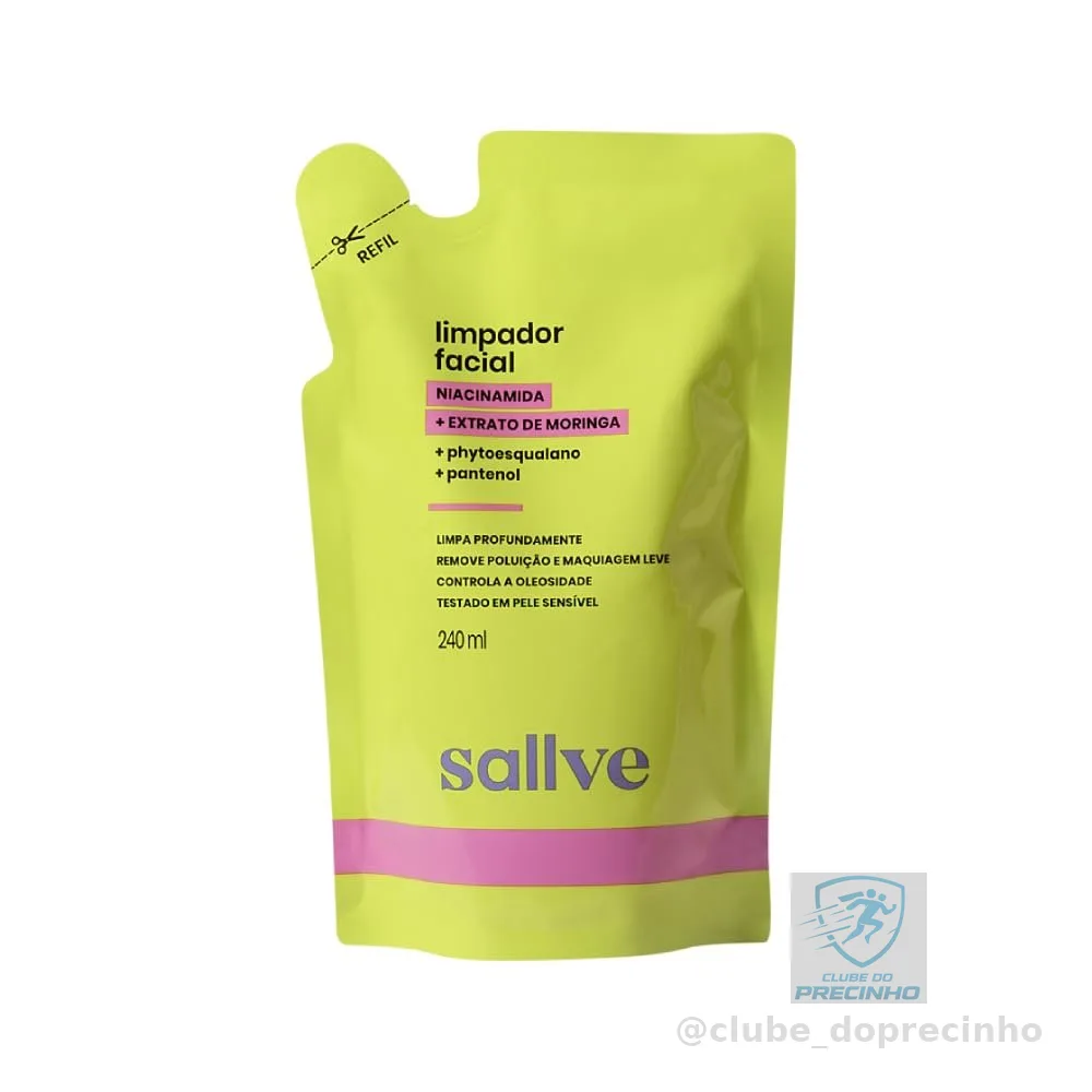 Sallve Refil Limpador Facial 240ml - Niacinamida, Extrato de Moringa