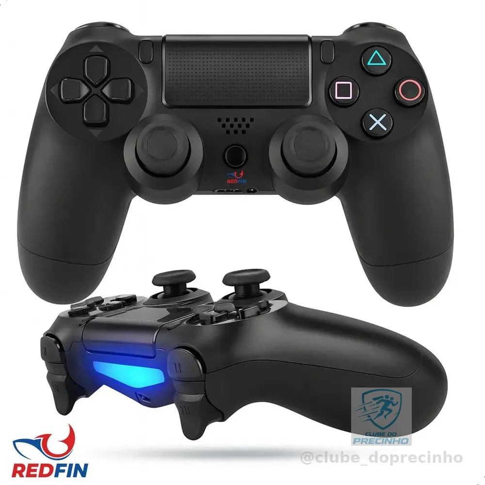 Controle Sem Fio Joystick Bluetooth Para Ps4 Videogame Tv Samsung Pc P4 Ps 4 Dual Shock Manete Pc Gamer Tv Smart Controle Bluetooth Celular Headset Sem Fio Com P2 Marca Redfin