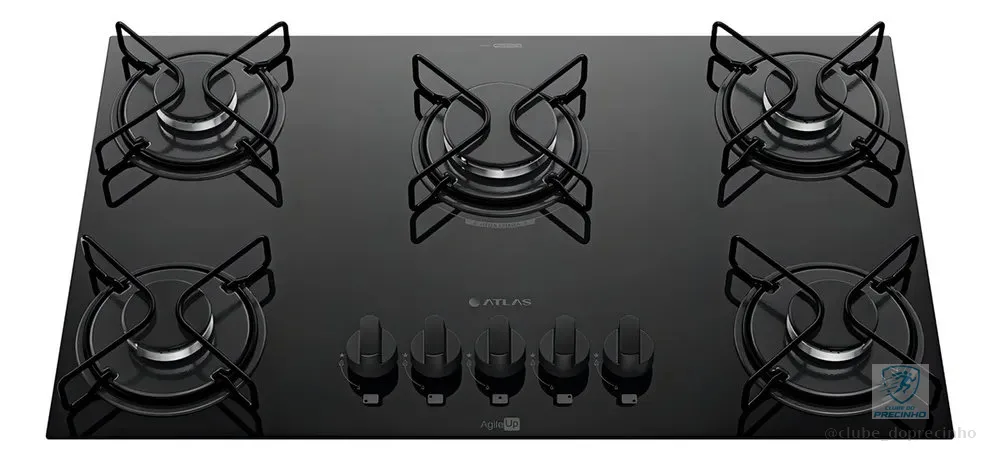 Cooktop 5 Bocas A Gás Atlas Agile Up Mega Chama Preto