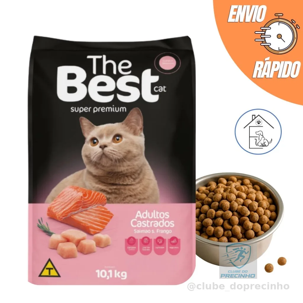 RAÇÃO THE BEST CAT PREMIUM ALIMENTO PARA GATOS ADULTOS CASTRADOS 10,1 KG SALMÃO & FRANGO