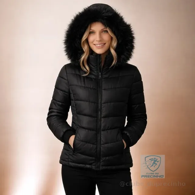 Jaqueta Feminina Puffer Bobojaco Capuz Nylon Forrada Até G4