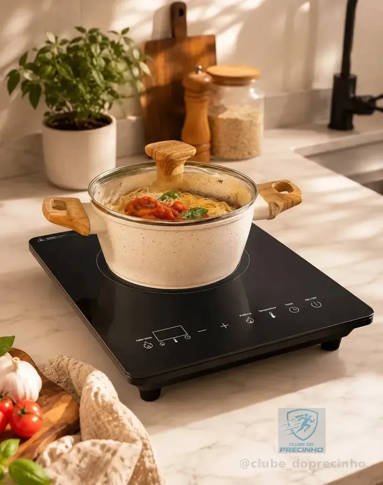 Cooktop Hometrix Elétrico Portátil Para Acampamento, 1 Boca e Vidro Temperado