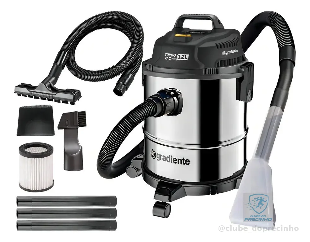 Aspirador De Pó E Água Inox Multiuso Soprador Com Bico Extratora 12l 1200w Turbo Vac Pgac120 Gradiente