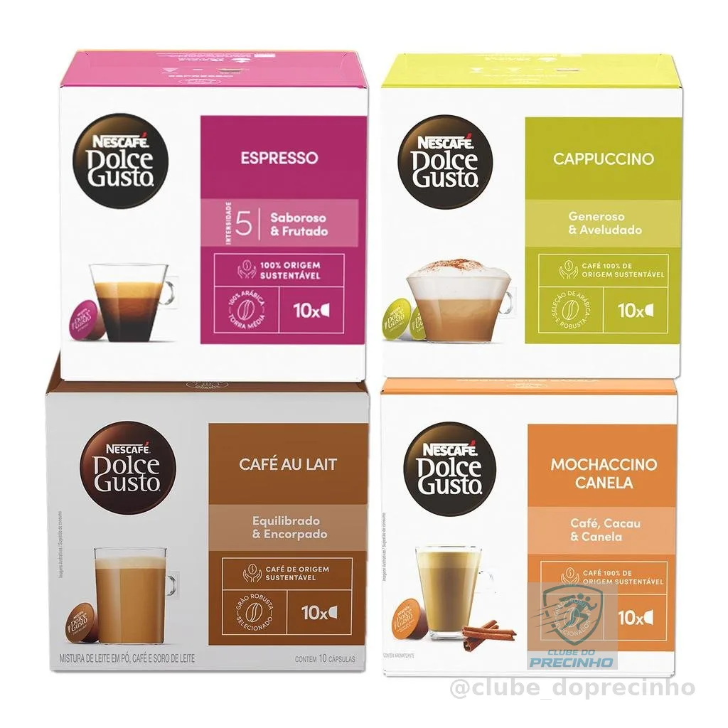 Kit Dolce Gusto Queridinhos - 40 cápsulas - Espresso, Canela, Au Lait e Cappuccino