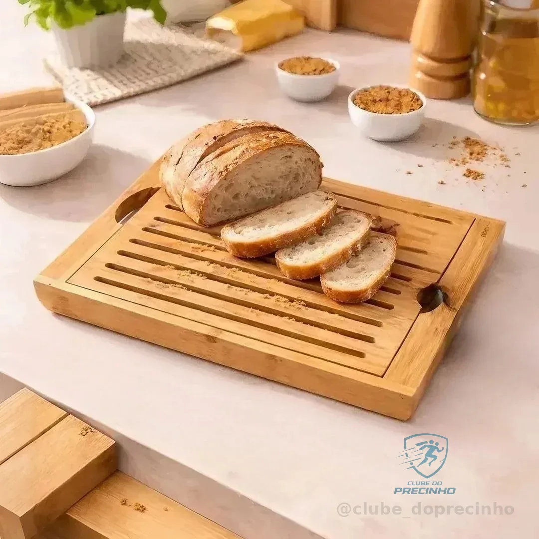 Tábua De Corte Migalheira Pães Bambu 38x23cm Liso