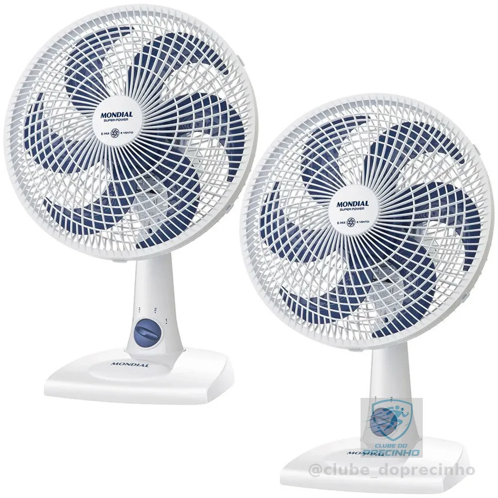 Kit 2 Ventiladores de mesa 30 cm 6 pás 3 velocidades Super Power VSP-30-W Mondial