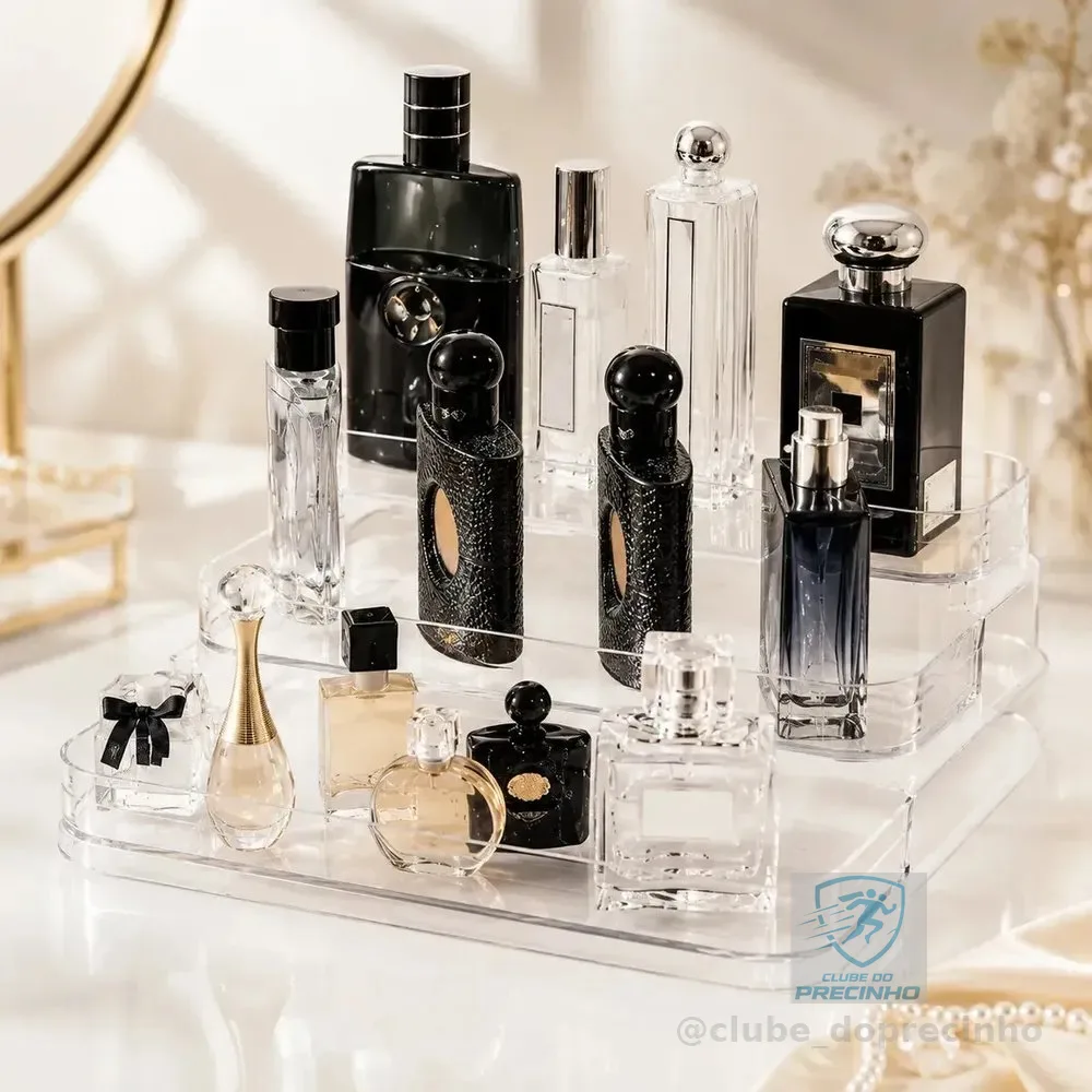 Expositor De Perfumes E Cosméticos Em Acrílico Com 3 Andares Premium Ashig