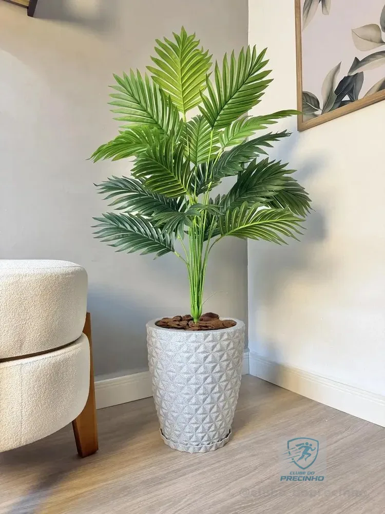 Planta Artificial Palmeira Com Vaso Polietileno Completo Cinza