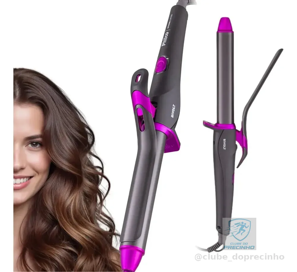 Bebilis Philco Para Fazer Cachos Perfeitos 25mm Bivolt Cinza/rosa 127v/220v