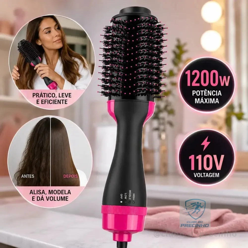Escova Secadora Modeladora Alisadora 1200w 110v Profissional Para Cabelos Escova Elétrica Secadora Modeladora De Volume E Brilho Secagem Rapida LUPITA