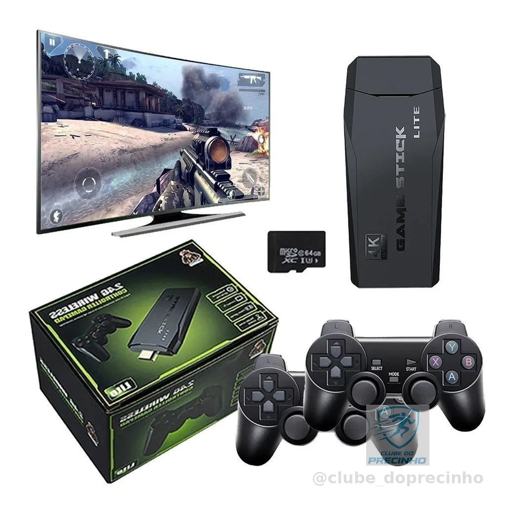 Video game Stick Para Tvs 4K 20mil 2 Controles Sem Fio Console Original Portatil Jogos Retro Antigo