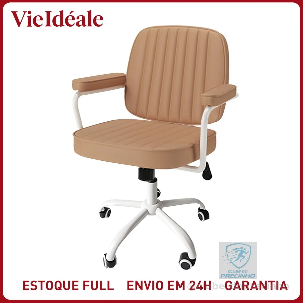 Cadeira De Escritório Giratória Cadeira de Diretor Retrô Luxuosa em Couro, Giratória e Ergonômica para Escritório