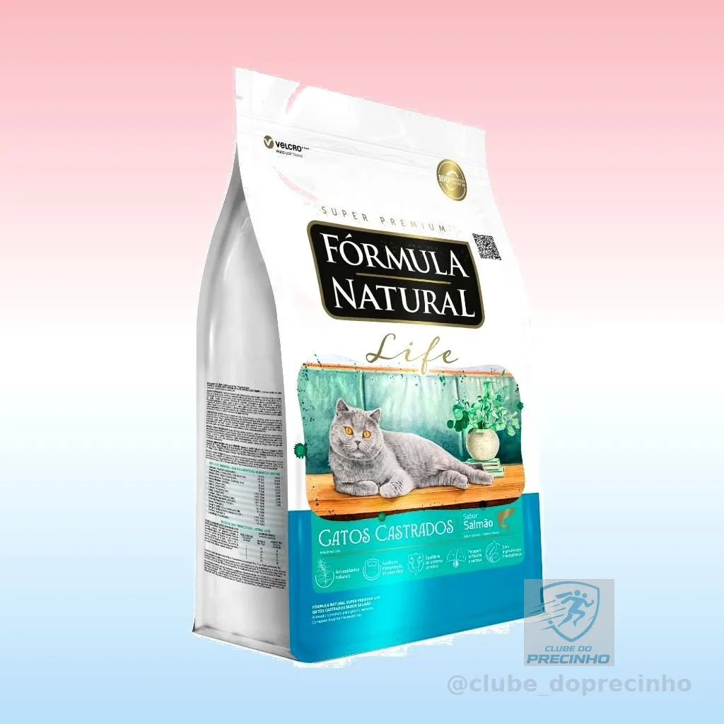 Ração Seca Fórmula Natural Life Gatos Castrados Sabor Salmão 10,1 KG Adimax