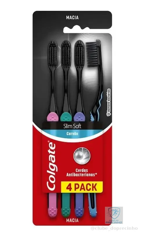 Kit de Escovas De Dentes Colgate Slim Soft Black Com 4 Unidades