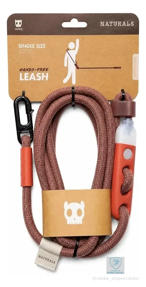 Guia Para Animais De Estimação Zee.dog Handsfree Leash Cocoa Bordô