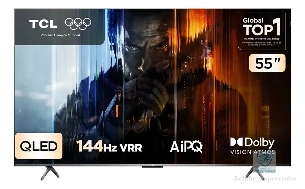 Smart TV TCL 55 Polegadas QLED 4K P8K WiFi Bluetooth Google TV 144Hz HDR10+ Dolby Atmos Vision 55P8K
