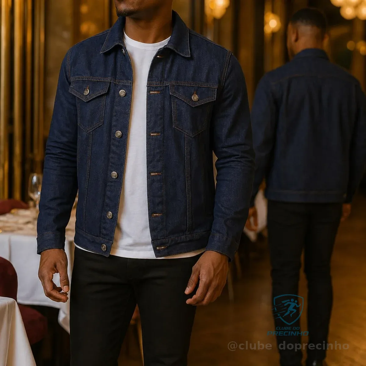 Jaqueta Jeans Masculina Sarja Bolsos Funcionais Resistente